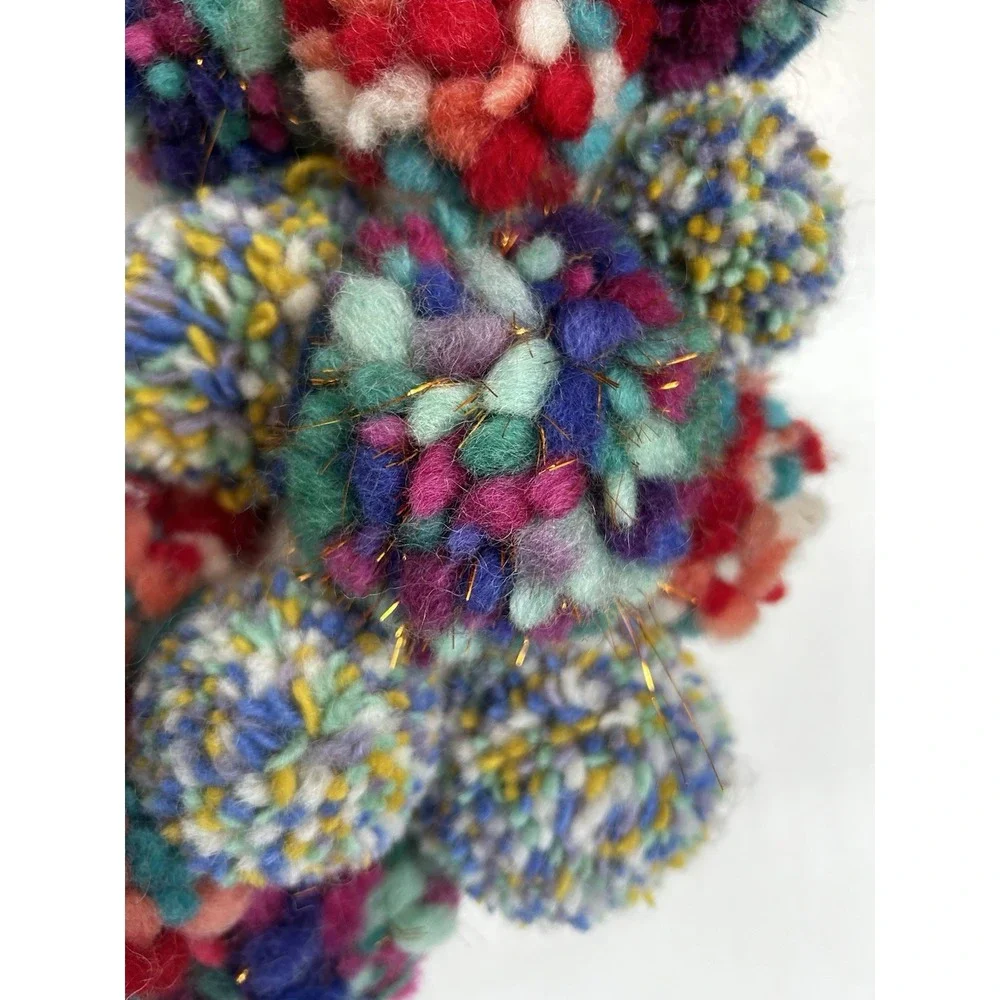 Anthropologie Merry Making Pom Xmas Wreath - Made In Nepal Colorful Whimsical